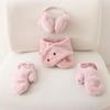 Japanische Süße und Niedliche Mädchen Pelzige Ohrenschützer kawaii einfarbig Vielseitiger Schal mit Schleife Winter Neu Warmes Zubehör Handschuhe