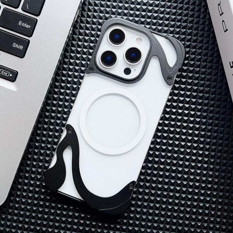 Lega di Alluminio Senza Bordo per Magsafe Custodia Trasparente per Telefono Per iPhone 16 Pro 15 Pro Max Magnetica Antiurto PC Rigido Copertura Posteriore Trasparente