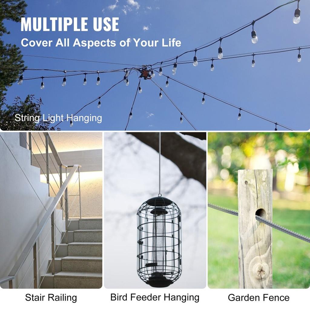 T316 Stainless Steel Cable 1/8" 7x7 Steel Wire Rope Cable 500FT Cable Railing Transport Wire Rope Cable for Railing Decking DIY Balustrade