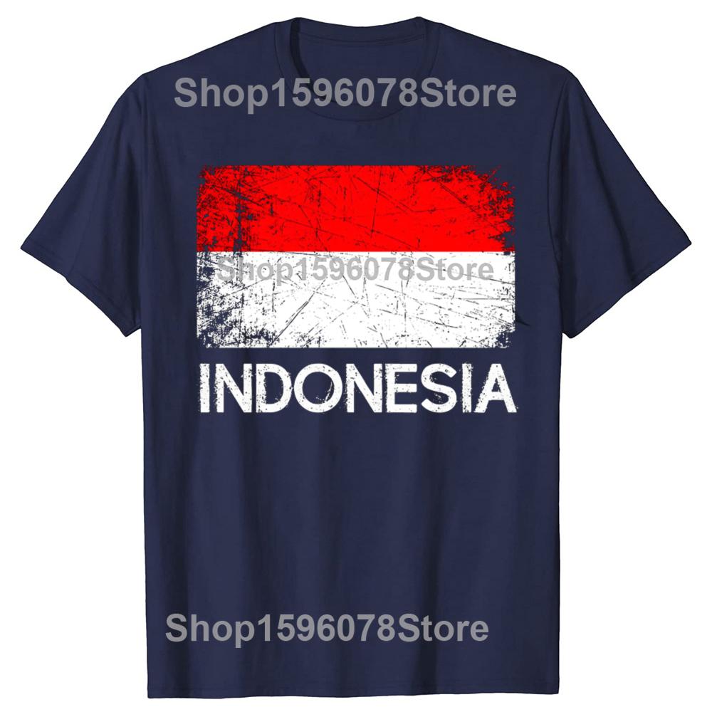 Funny Indonesian Flag Design Graphic 100% Cotton T-shirts Men Women's Fashion Casual Tshirt Loose Oversized Streetwear T Shirt