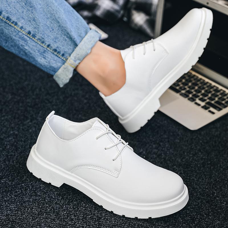 Męskie Casualowe Brytyjskie Skórzane Buty Platforma Biznes Marka Strój Formalny Lekkie Para Okrągły Nosek Wszechstronne Buty do Pracy 35-48