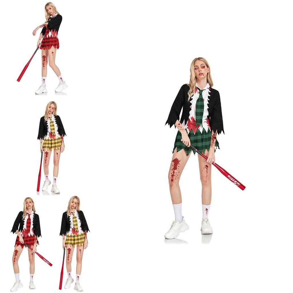 Vampire Student Costume For Halloween Cosplay Horror Zombie School Uniform