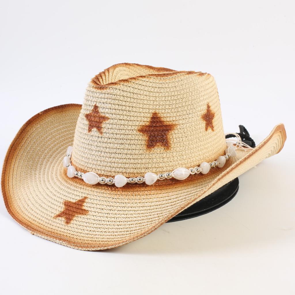 Popular Western Cowboy Straw Hat Men's and Women's Fashion Shade Straw Hat Classic Outdoor Western Cowboy Hat