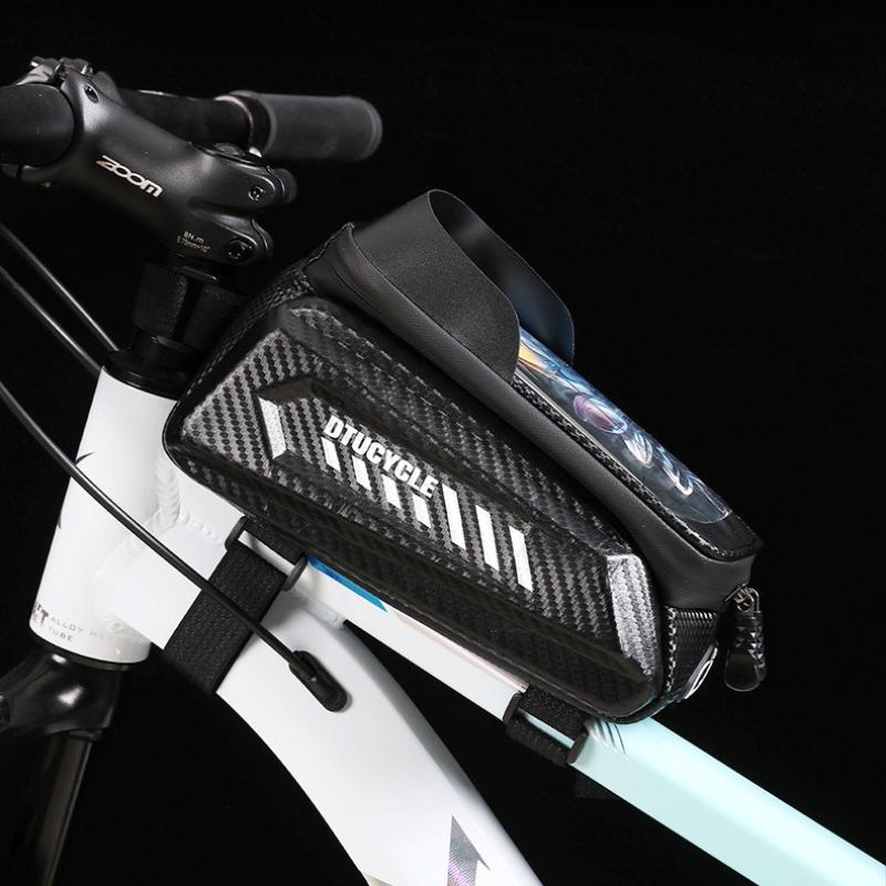 New Bicycle Bag, Bicycle Front Beam Bag, Hard Case Waterproof Mobile Phone Touch Screen Saddle Bag