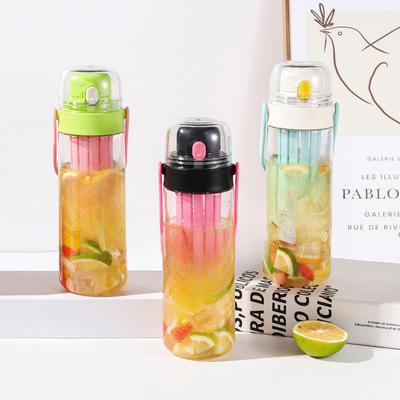 Kreative, hochwertige Plastikbecher zum Doppeltrinken für die Freizeit, für Sportbecher für Schüler und tragbare Blumenbecher zum Direkttrinken als Geschenk.