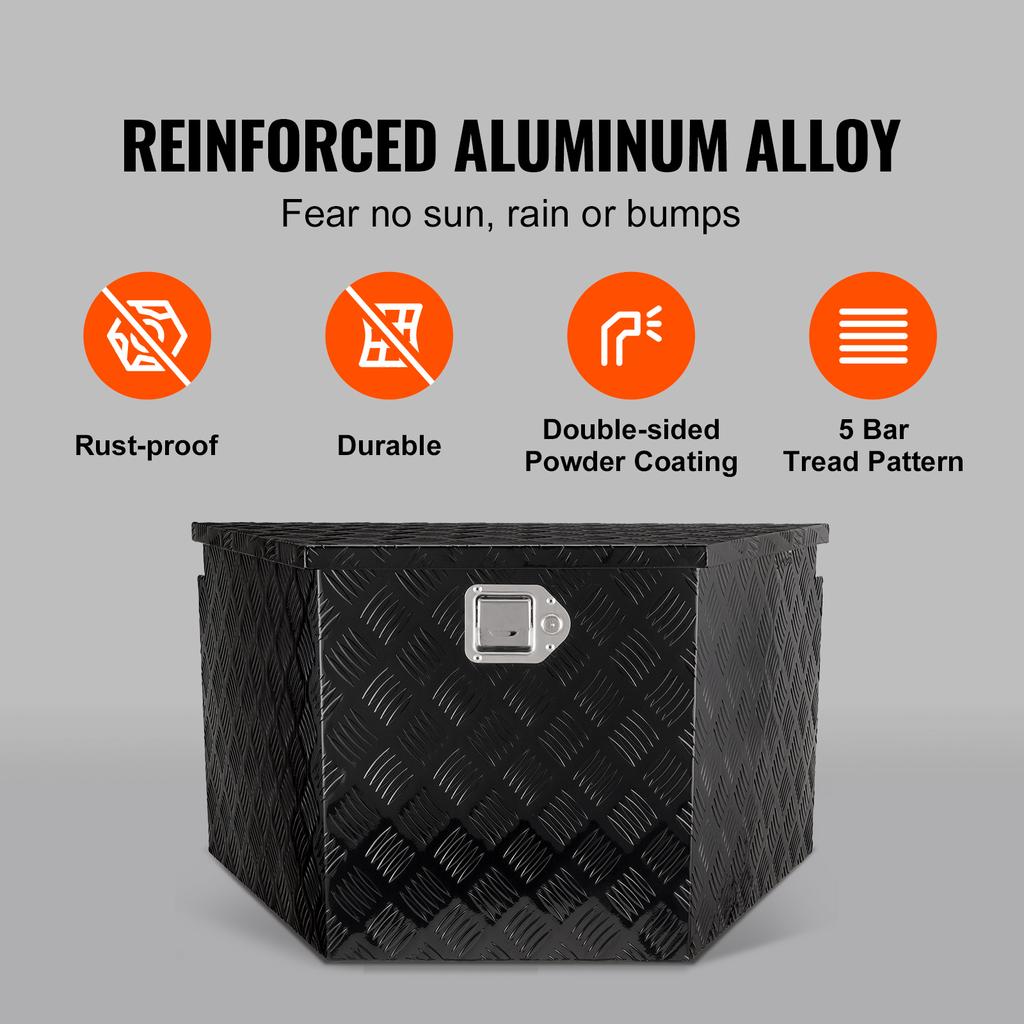 VEVOR Trailer Tongue Box, Aluminum Alloy Diamond Plate Tongue Box Tool Chest, Heavy Duty Trailer Box Storage for Pickup Truck