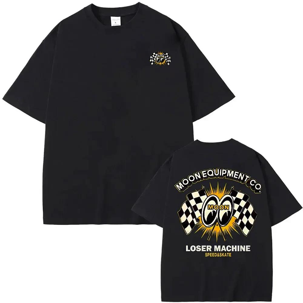 Classic American Tuner Car Culture Mooneyes Moon Graphic Print T-shirt Men Women High-street Hip Hop Fashion Loose Casual Oversized Top Summer New Tee