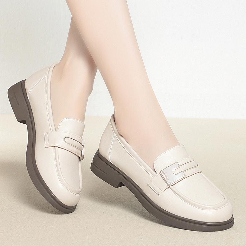 

Британский стиль весна осень женские туфли-лодочки туфли на низком каблуке с кристаллами модные дышащие мягкие кожаные туфли-лодочки 36(Foot23cm)