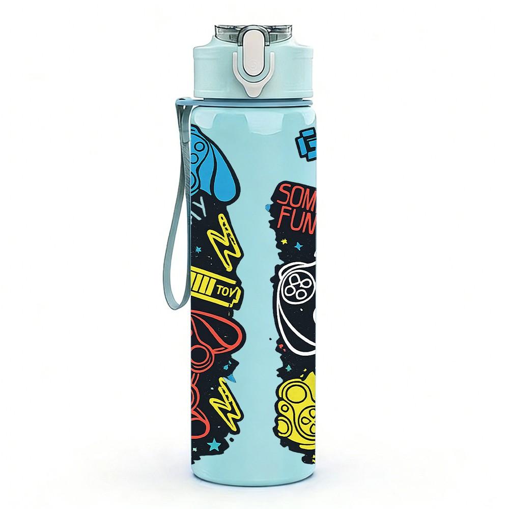 1PC Graffiti Skull Street Art Print 750ml Color Plastic Sports Water Bottle Leakproof Flip Straw Lid Suitable for Sports Office Home Use