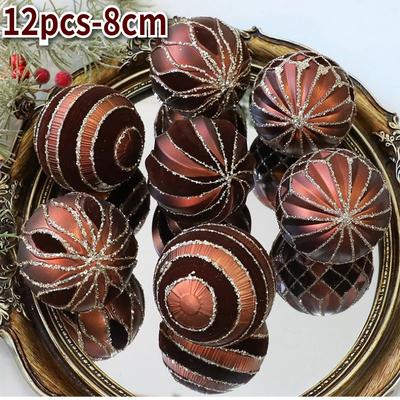 8CM/11PCS Retro Christmas Balls New Light Luxury Xmas Decorative Hanging Ornaments Party Christmas Spheres Pendant 1116 New