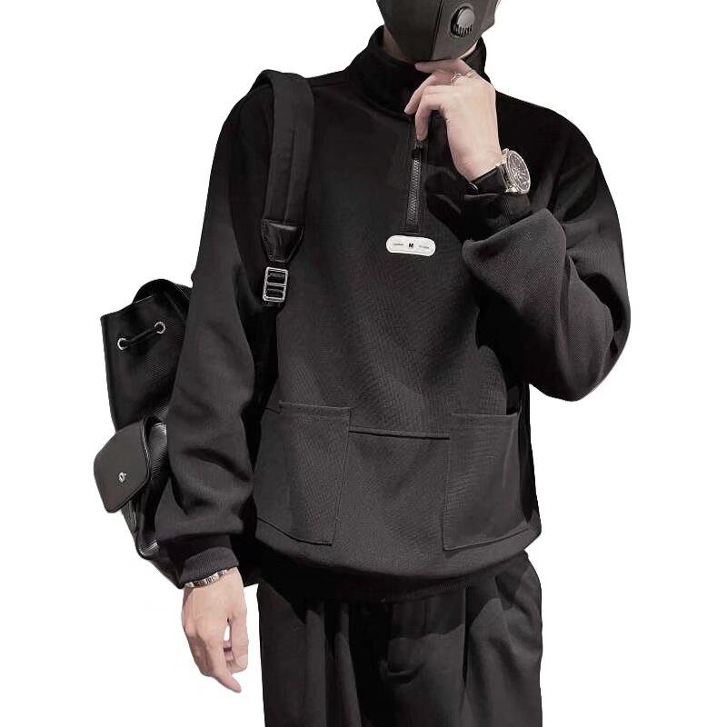 Spring 2024 Men's Sweater Patchwork Assorted Colors Skin-Friendly Fabric Fashion Versatile Top Casual Long-Sleeved Bottoming Shirt