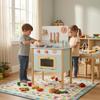 Wooden Play Kitchen Freestanding Toy Set Utensil Accessories Young Cooks Playset Blue