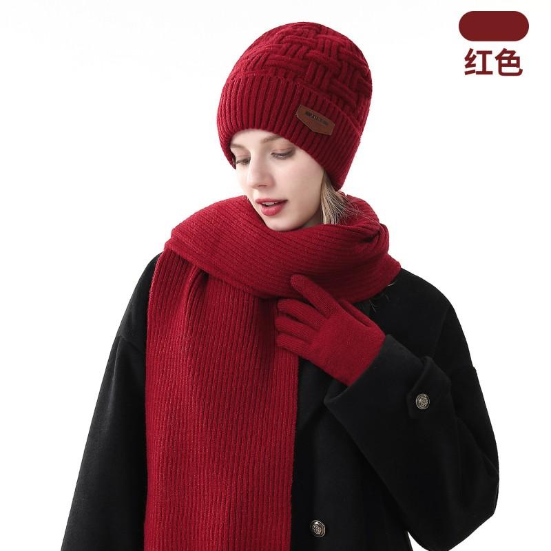Womens Winter Knit Hat Scarf Gloves Set Warm Windproof Beanie With Matching Accessories In Striped