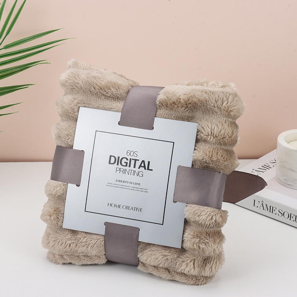 Double Sided Throw Blanket Warm Plush Striped Blankets New Conditioning Quilt