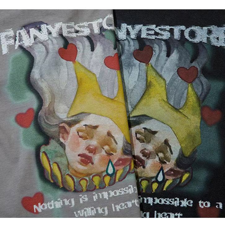 Streetwear Both Sides Clown Graphic Unisex T-Shirt Cotton Oversized Short Sleeves T Shirt