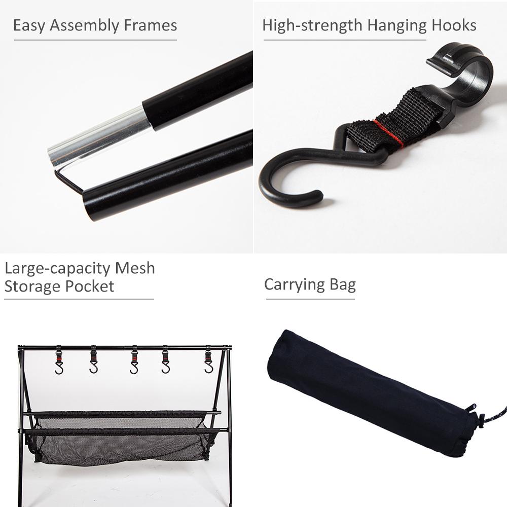 Lightweight Folding Camping Cookware Hanging Rack Shelf Portable Aluminum Alloy Outdoor BBQ Tool