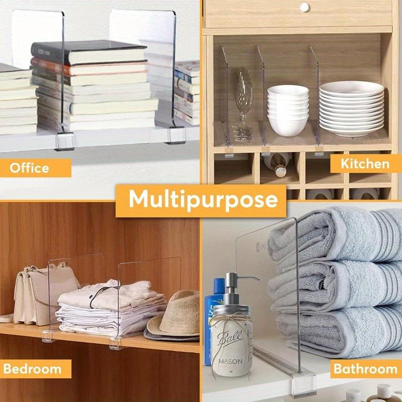 2pcs Clear Plastic Closet Organizer Dividers, Transparent Storage Shelf for Home Wardrobe, Independent Installation