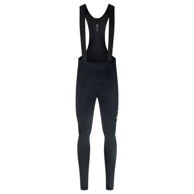 DIFOS Men's Cycling Bib Pants, Long, Autumn/Winter, 4D Padded, Fleece-Lined, Elastic, Warm, Windproof, Black, Size L