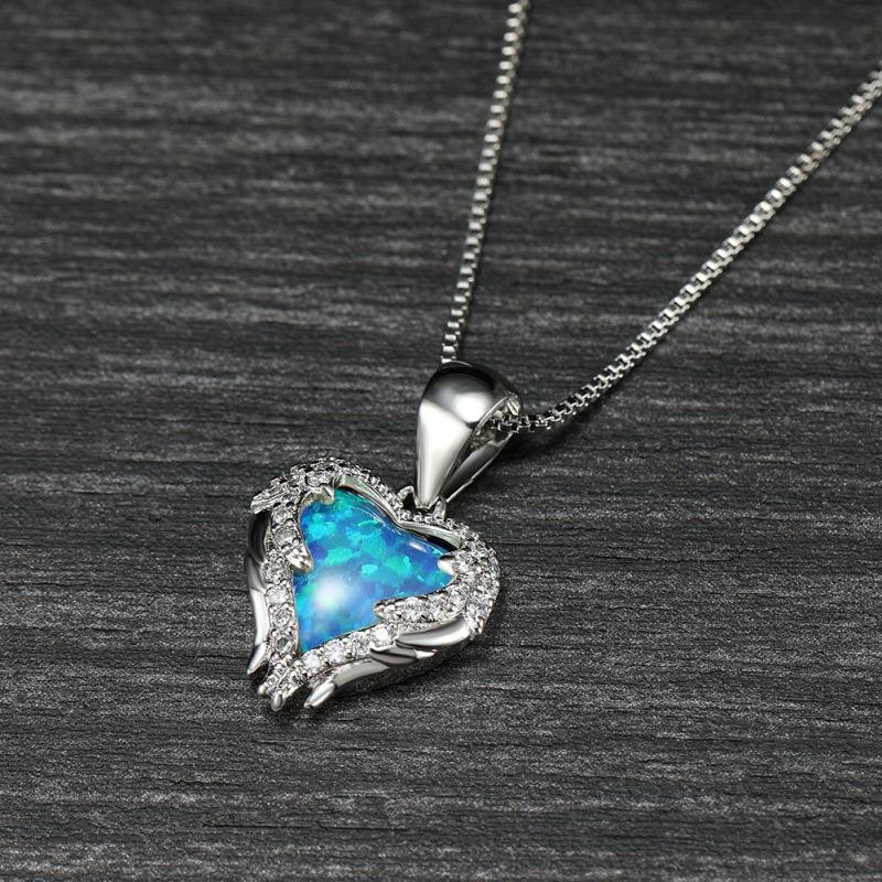 Korean style personalized platinum blue and white angel love necklace versatile collarbone chain