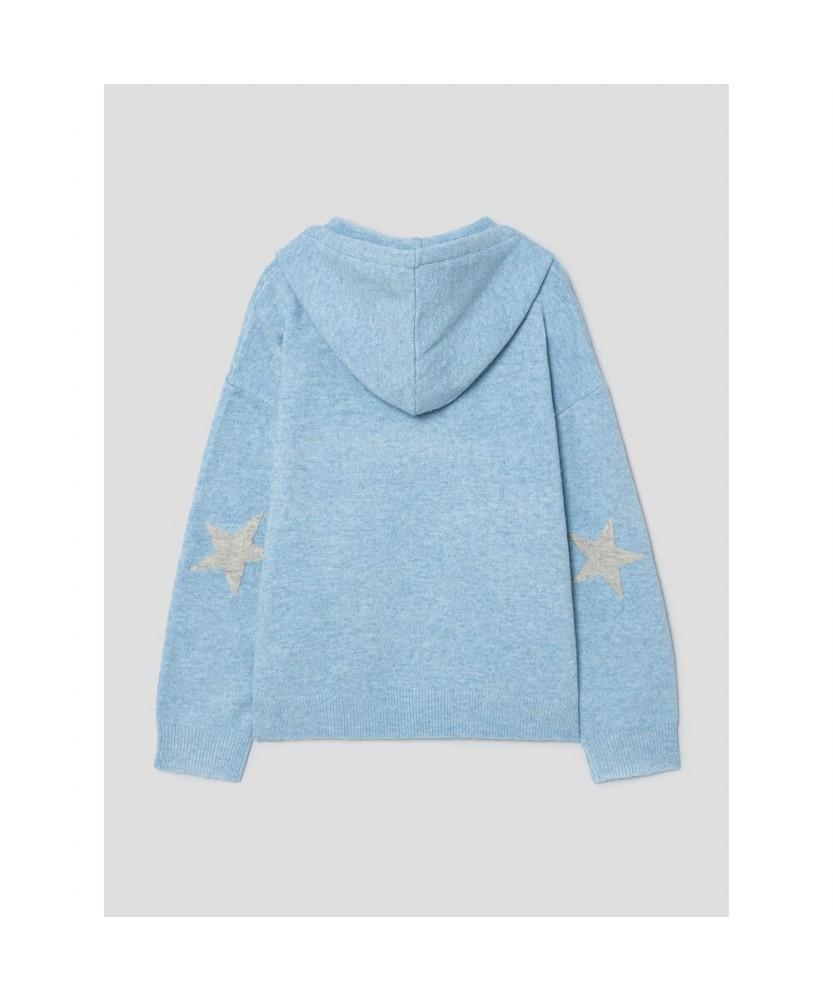 8Seconds Embroidered Point Hooded Cardigan Sky Blue