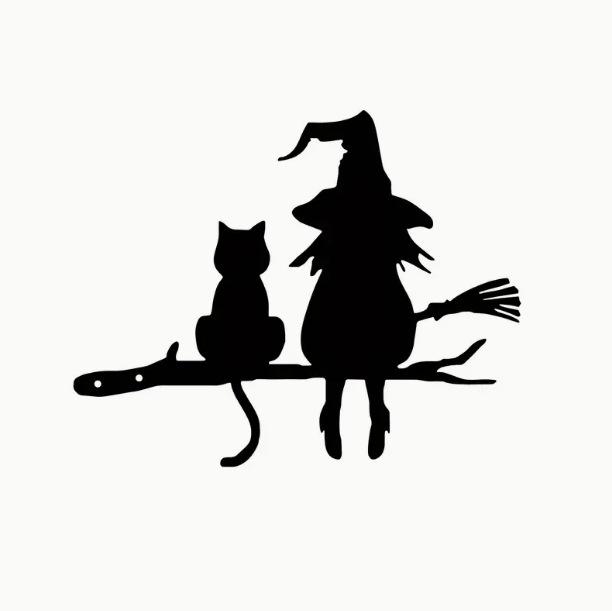 Witch & Cat Metal Silhouette Yard Art Decoration 25x20cmx1.2mm чёрный