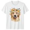 Happy Golden Retriever Dog Wearing Unisexs TShirt Floral Watercolor Dog Owner