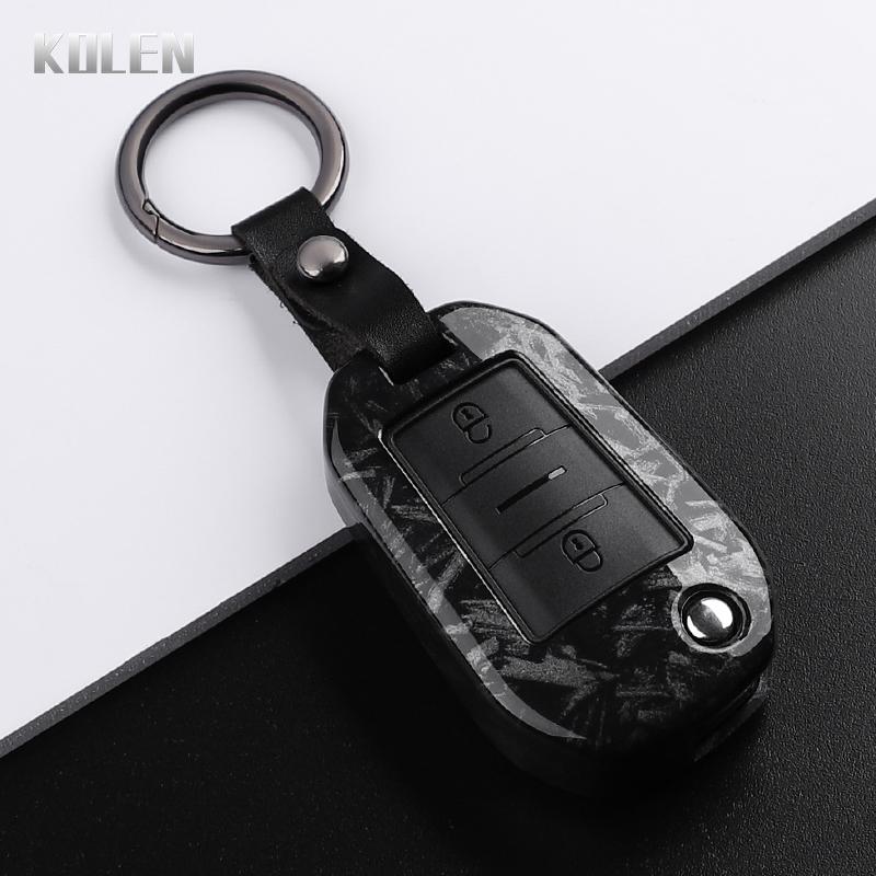 ABS Carbon Fiber Style Car Key Case Cover For Peugeot 208 308 T9 508 2008 3008 4008 For Citroen C4 For Opel Corsa Crossland X