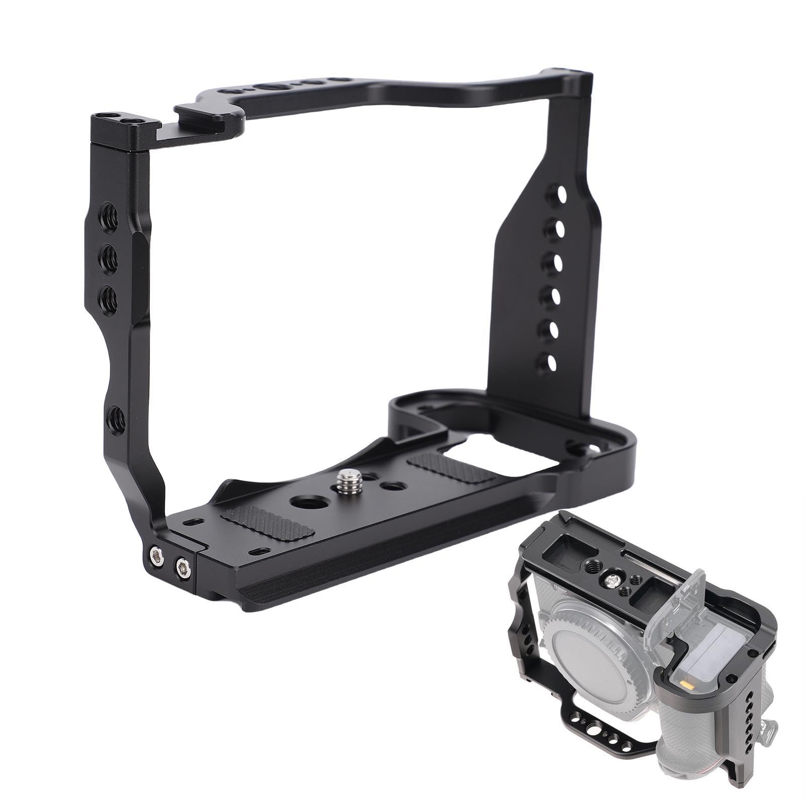 

Full Camera Cage for Nikon Aluminum Video Camera Rig with Holes and Cold Shoe Camera Video Cage Built into Quick 38mm Shoot Z50II, 1/4 3/8 Mount,