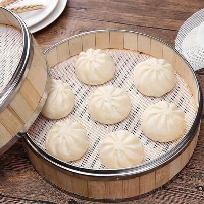 3 pièces/set Tapis de cuisson réutilisables en silicone antiadhésif, Tapis de cuisson rond pour cuiseur vapeur en bambou, Résistant à la chaleur, Cuisine