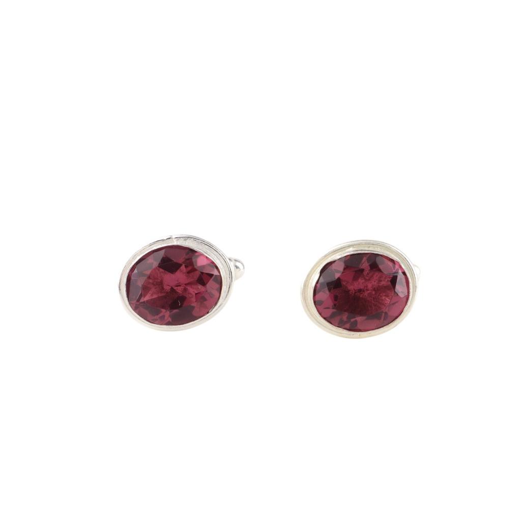 Rhodolite Gemstone 925 Sterling Silver Handmade Jewelry Cufflinks 0.59" For Gift CL-2-10