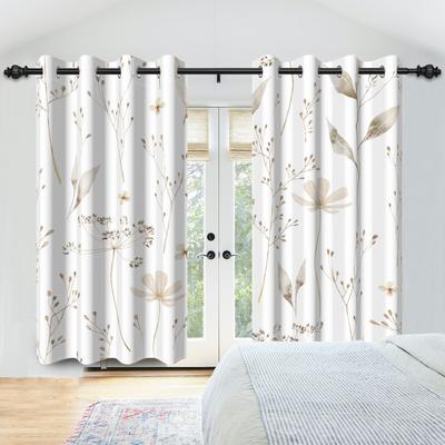 Set van 2 Bloemig Patroon Huis Raamgordijnen Woonkamer Slaapkamer Keuken Hotel Decoratieve Gordijnen Lichtblokkerend Gemaakt Polyester Oppervlaktebehandeling