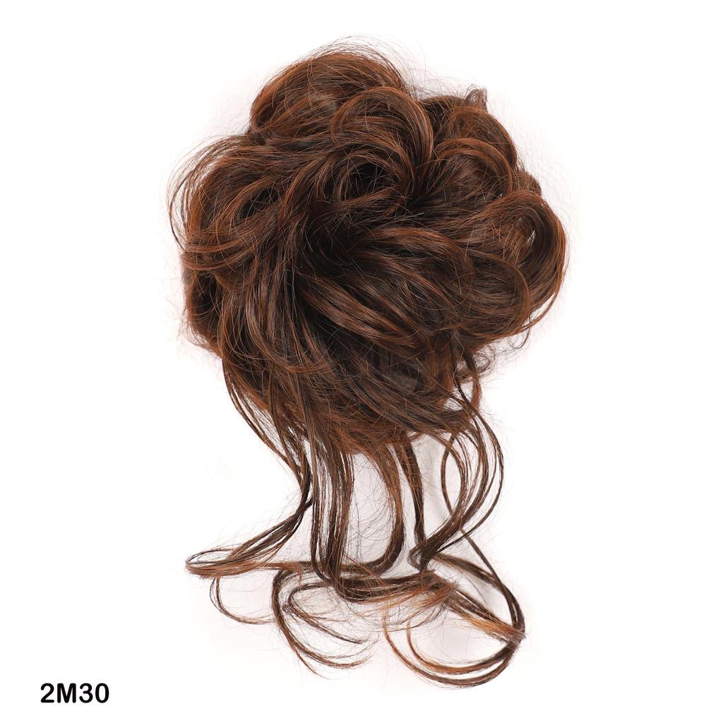 Synthetic Curly Messy Bun Elastic Hair Tie With Long Tendrils Fluffy Chignon Hairpiece For Women Cosplay Daily Hairstyle