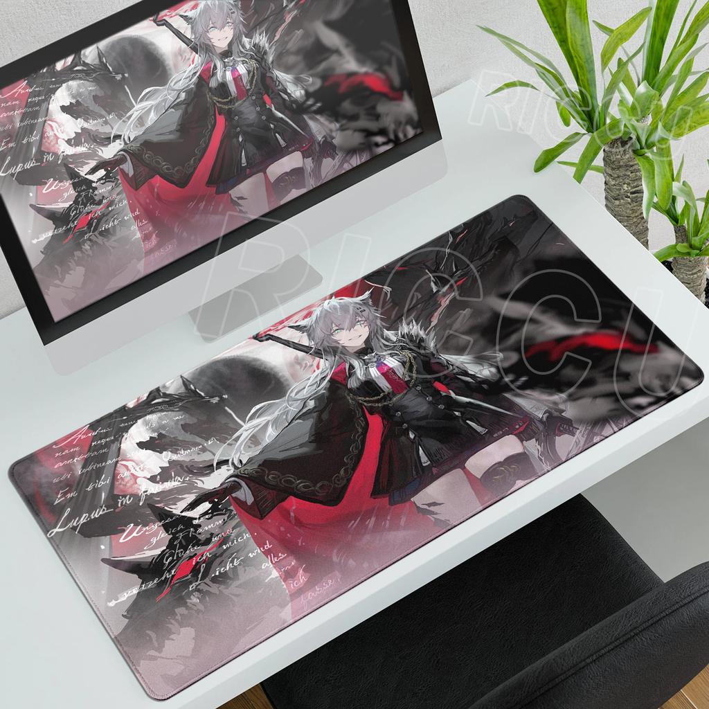 Arknights Mauspade Anime Mädchen Lappland Mauspade Gamer Große Schreibtischunterlage Mit Verriegeltem Rand XXL Gaming Teppich PC Tastatur Zubehör