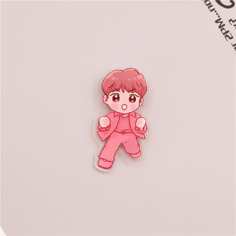 BTS Cute Cartoon Full-Body Acrylic Brooch, Bangtan Boys Cartoon Pin Badge, Kpop ARMY Fans Backpack & Clothing Accessory JIN