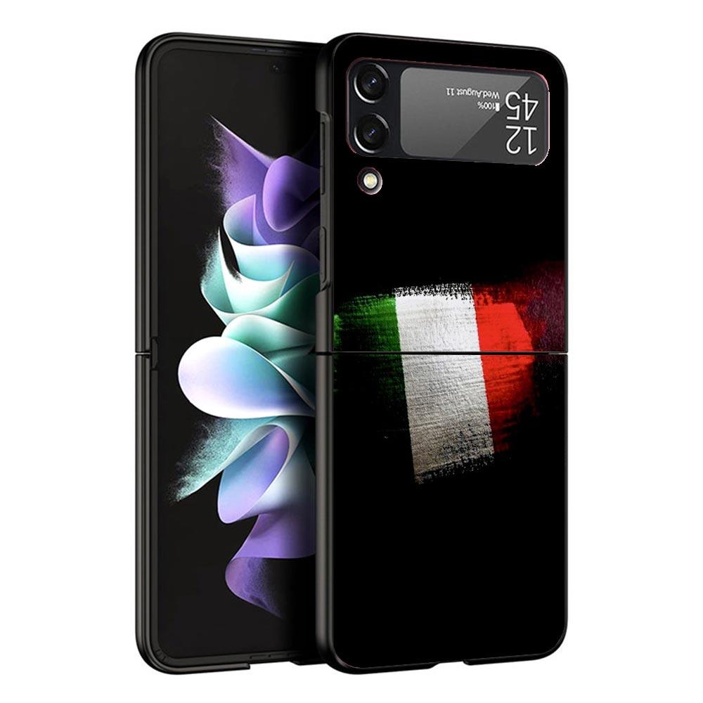 

Italy Flag Black Phone Case For Samsung ZFlip7 ZFlip6 ZFlip5 ZFlip4 ZFlip3 5G Hard Protective Galaxy Z Flip 3 4 5 6 7 Cover ZFli Samsung Z Flip 3