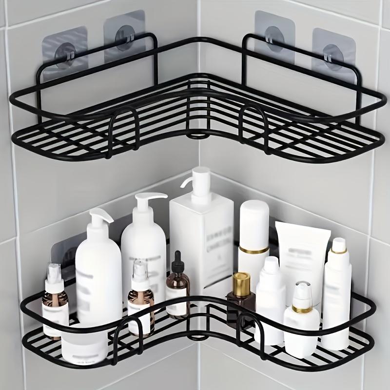 1pc No-Drill Corner Shower Caddy, Triangle Bathroom Storage Rack, Wall-Mounted Organizer for Bathroom Accessories, Outdoor Storage Box Shelf