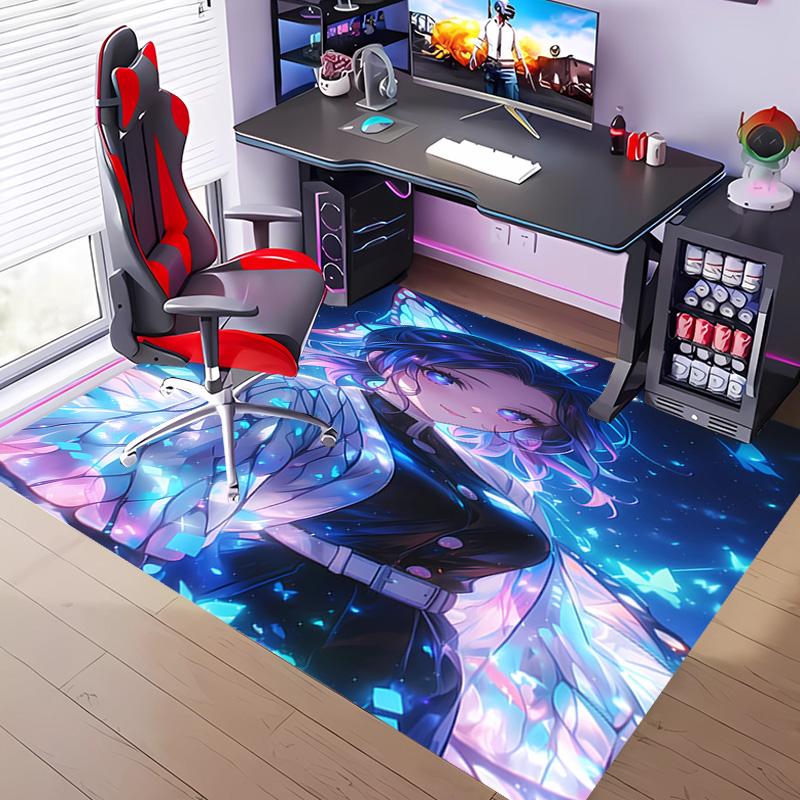 1pc Demon Slayer Shinobu Kocho Entrance Mat, Non-Slip Mat Area Rug,Room Decor, Outdoor Decor, Kitchen Rug,Doormat - Machine Washable, Easy To Clean