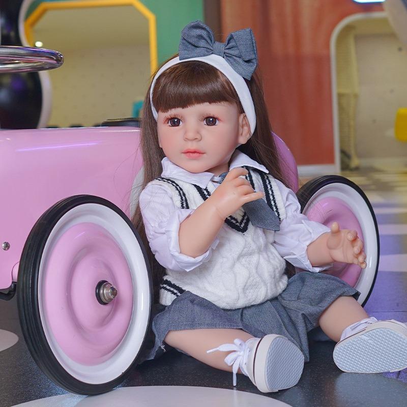 55cm Dress-up Doll Baby Soft Rubber Bathing Full Rubber Rebirth Doll Girl Toy