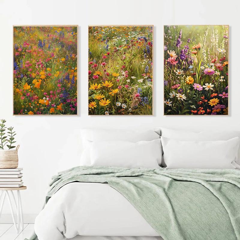 Modern Nature Aesthetics Wildflower Scenery Art Poster Canvas Oil Painting Mural Living Room Bedroom Home Decoration Frameless