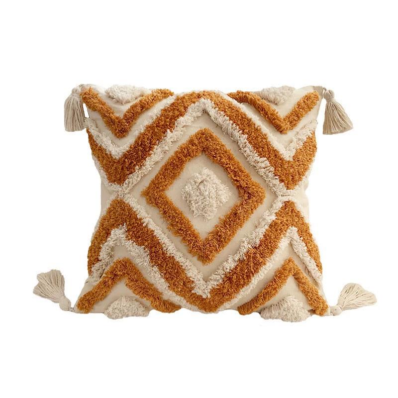 Boedia Quality Modern Throw Pillow Covers Tufted Tassel Bohemian Style Cushion Case Pillowcase Decoration for Home 45x45cm