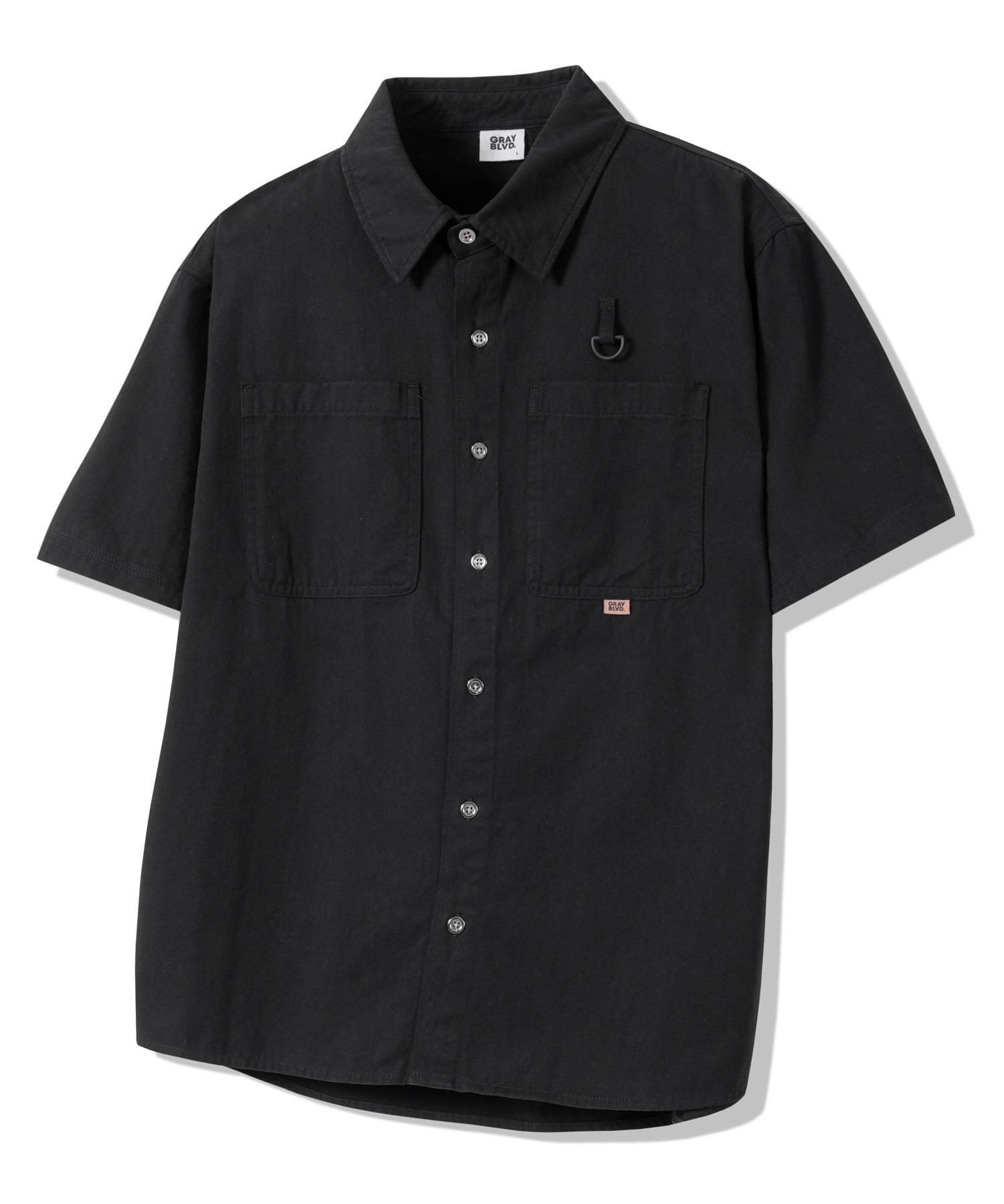 Gray Blubat Fade Short Sleeve Work Shirt Gkbsh41 (Black) Black/M
