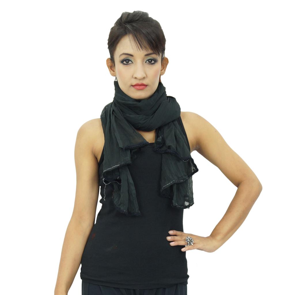 Chiffon Blend Dupatta Long Stole Women Neck Wrap Indian Scarves Chunni