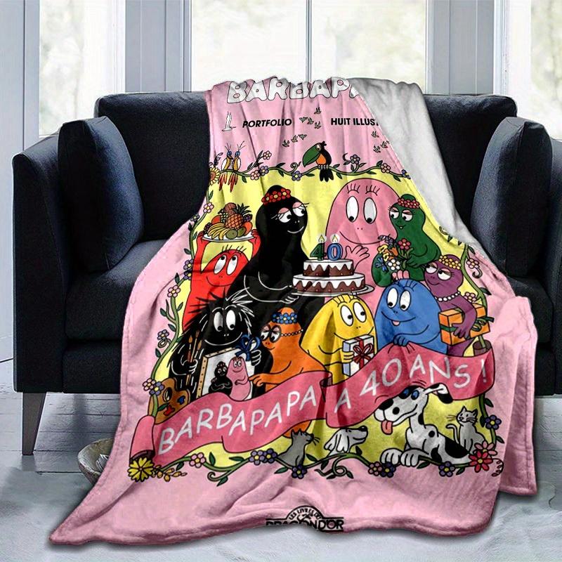 1 Stück, Barbapapa 40. Jubiläumsausgabe, Heimdekor-Decke, Überwurf für Sofa, Couch, Schlafzimmer, Wohnzimmer, Reisen, Camping, Auto, Strand, Büro-Nickerchen, Geschenk