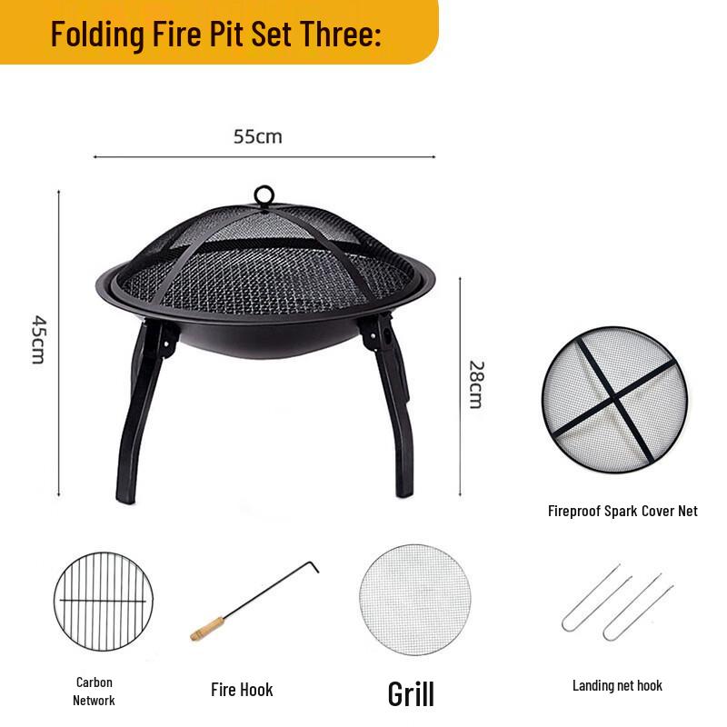 UOSU Outdoor Folding Charcoal BBQ Grill and Fire Pit