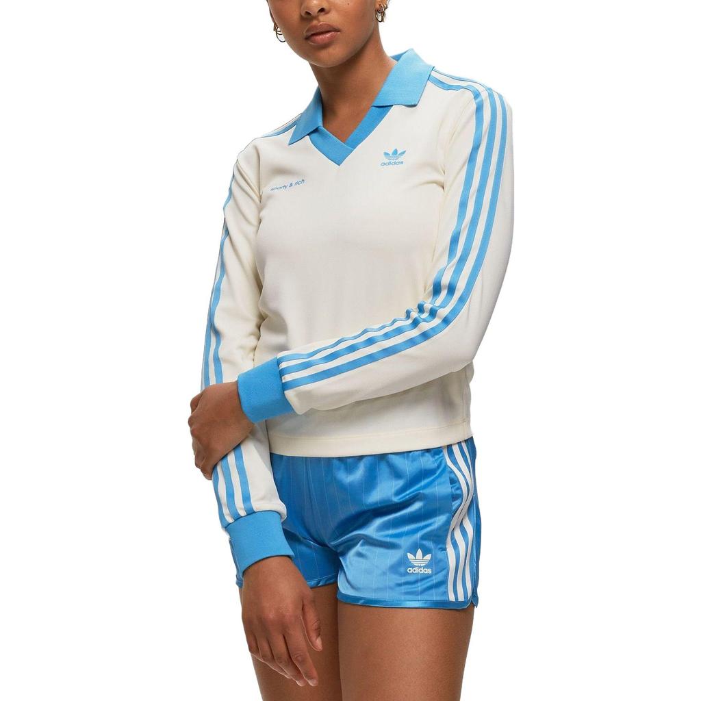 (WMNS) adidas x Sporty & Rich Long Sleeve Jersey 'Cream White Blue' Women's IN5249