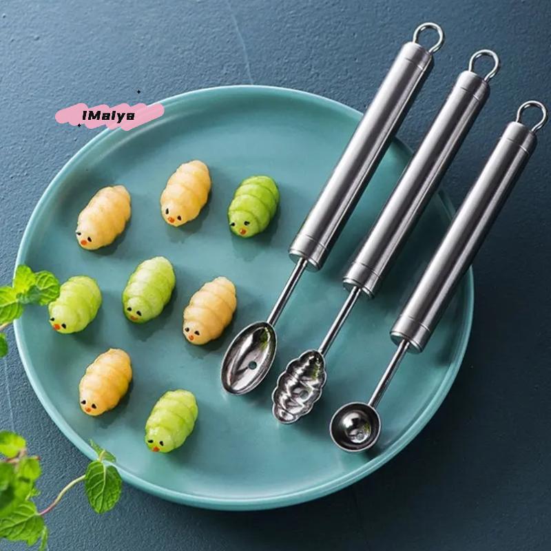 1Pc Stainless Steel Fruit Carving Spoon Wavy Baller Shaping DIY Scooping Kitchen Gadget Easy to Clean
