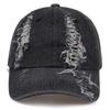 Perforated men's and women's washed old denim duckbill hats for couples in spring and autumn retro baseball caps