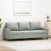 Vidaxl 3-Seater Sofa, Light Grey, 180 Cm, Upholstered In Velvet