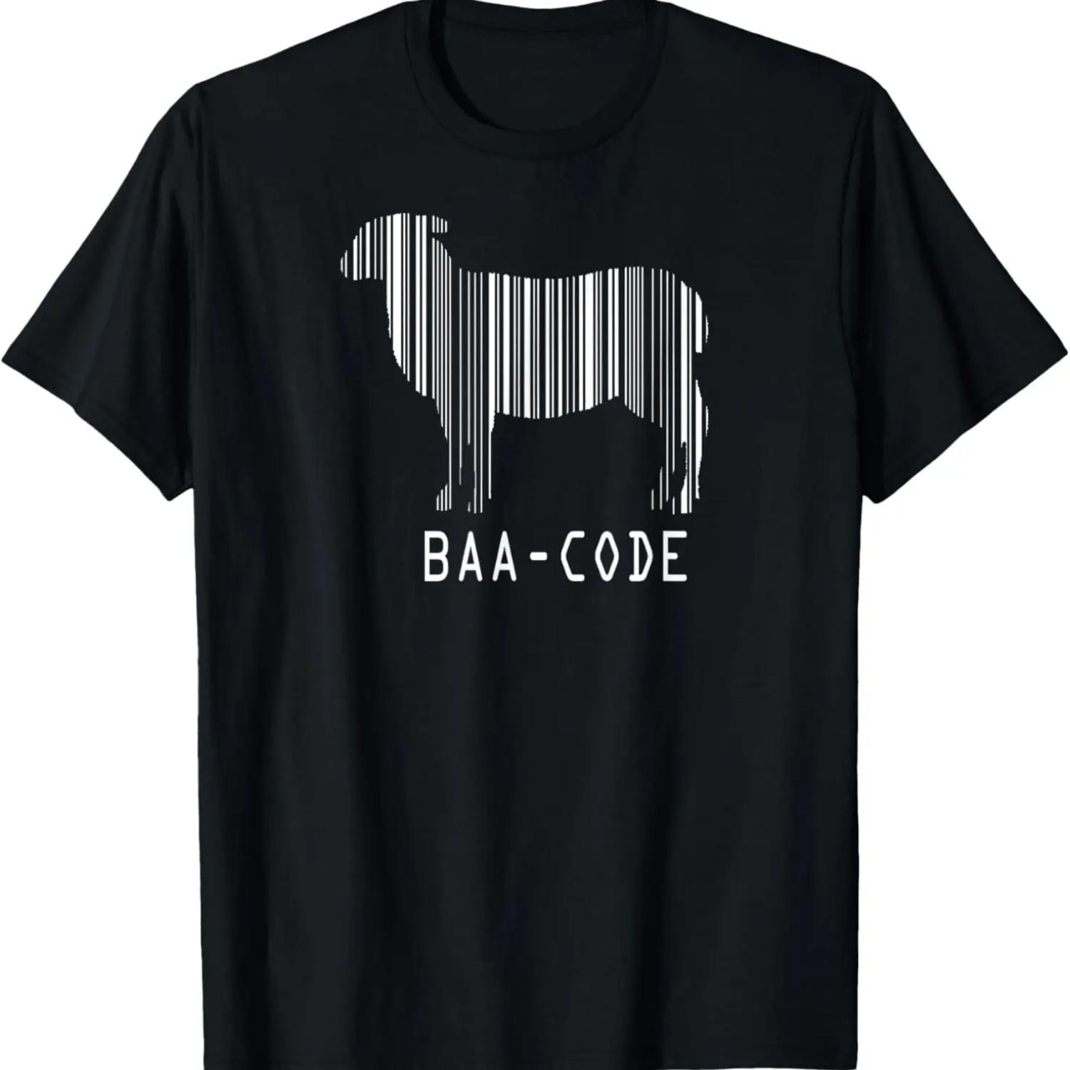 Funny Sheep Shirt BAA CODE Punny Baa-code Sheep Barcode T-Shirt S чёрный