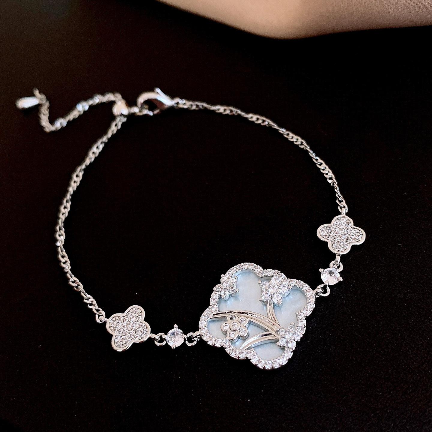 New Chinese zircon acetate board rhombus flower bracelet fashion temperament versatile bracelet jewelry women